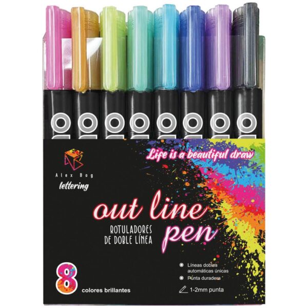 AB ROTULADORES OUTLINER BICOLOR 8 COLORES