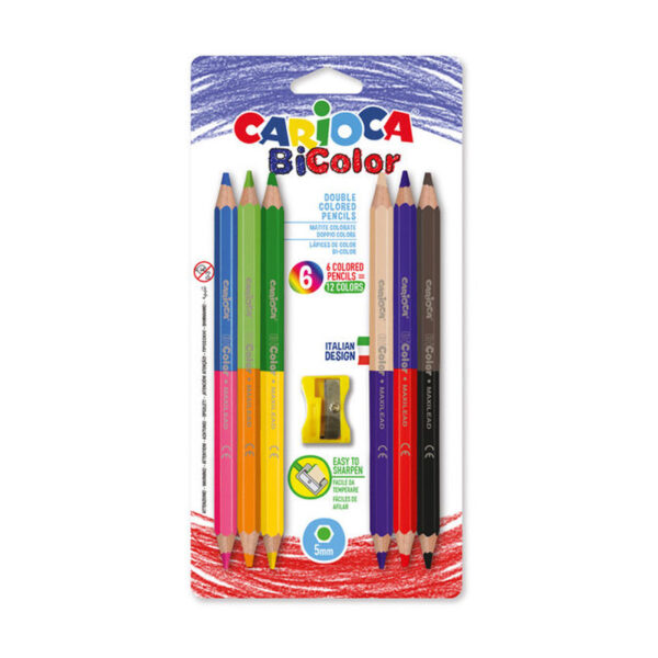 Set de 6 lápices de colores Carioca Bicolor