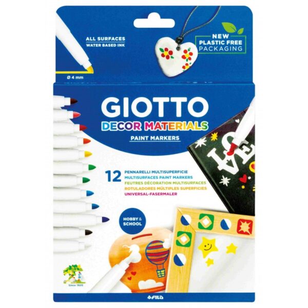 GIOTTO ROTULADOR DECOR MATERIALS 12 COLORES