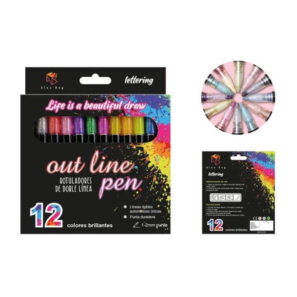 AB ROTULADORES OUTLINER BICOLOR 12 COLORES - Imagen 2