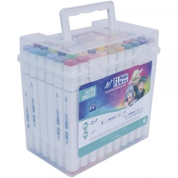 SET 60 ROTULADORES ART FLOW (Bisel 6mml/Fino 1mm)