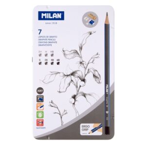 Estuche metálico 7 lápices de grafito