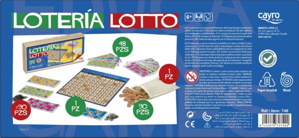 LOTERÍA 48 CARTONES CAJA MADERA - Imagen 2