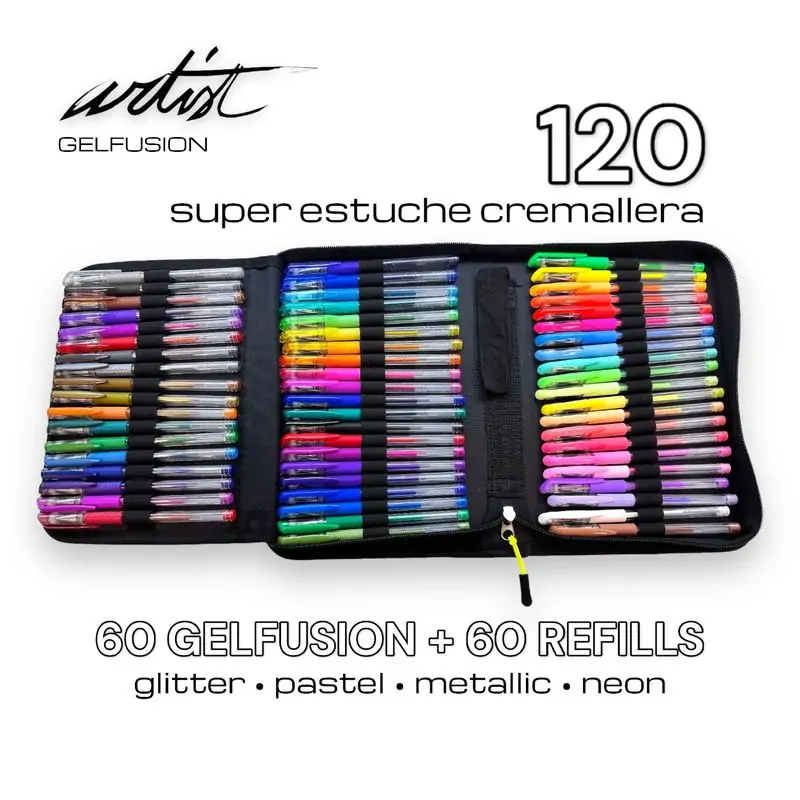 Set 60 Boligrafos De Gel 0, 8Mm Y 60 Recambios, 5 Tintas