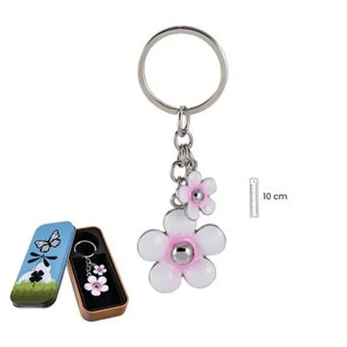 LLAVERO EN LATA FLOR DOBLE