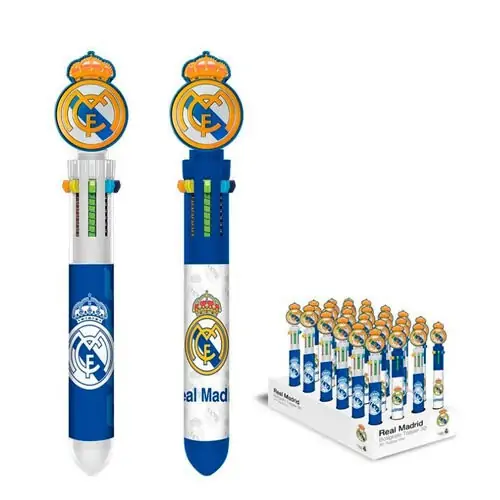 BOLIGRAFO 10 COLORES CON TOPPER REAL MADRID