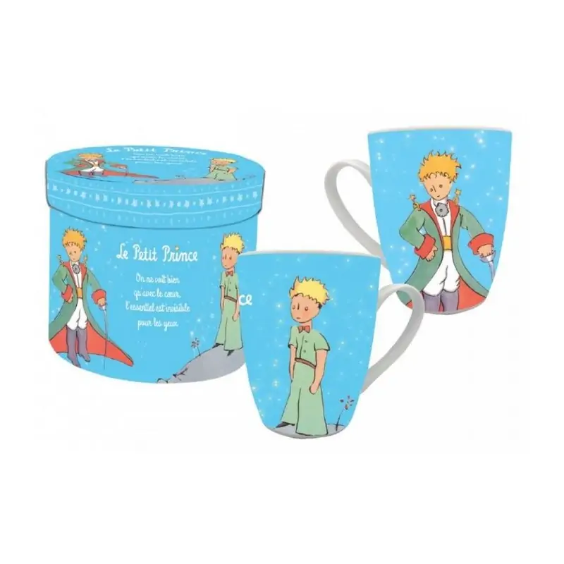 TAZA EL PRINCIPITO AZUL CLARO CON DIBUJO Y FRASE