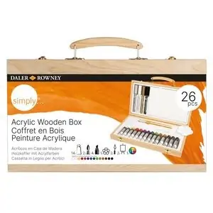 Set Acrilico 25 Piezas Daler Rowney Simply Caja Madera