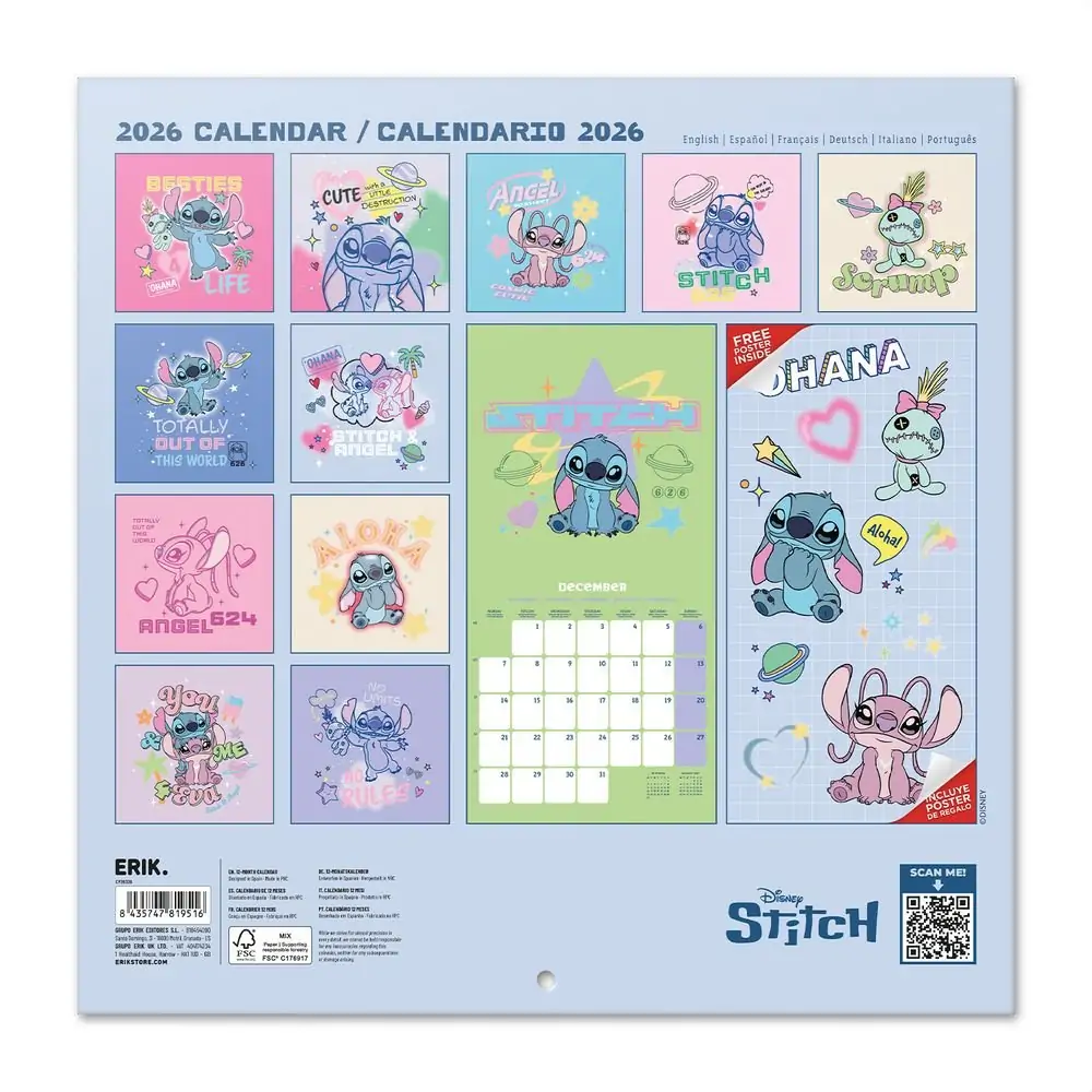 CALENDARIO 2026 30X30 DISNEY STITCH - Imagen 2