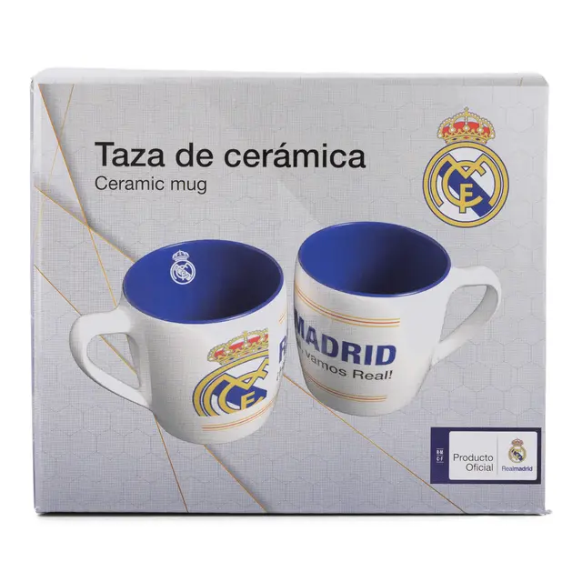 REAL MADRID TAZA AZUL BICOLOR CAJA - Imagen 2