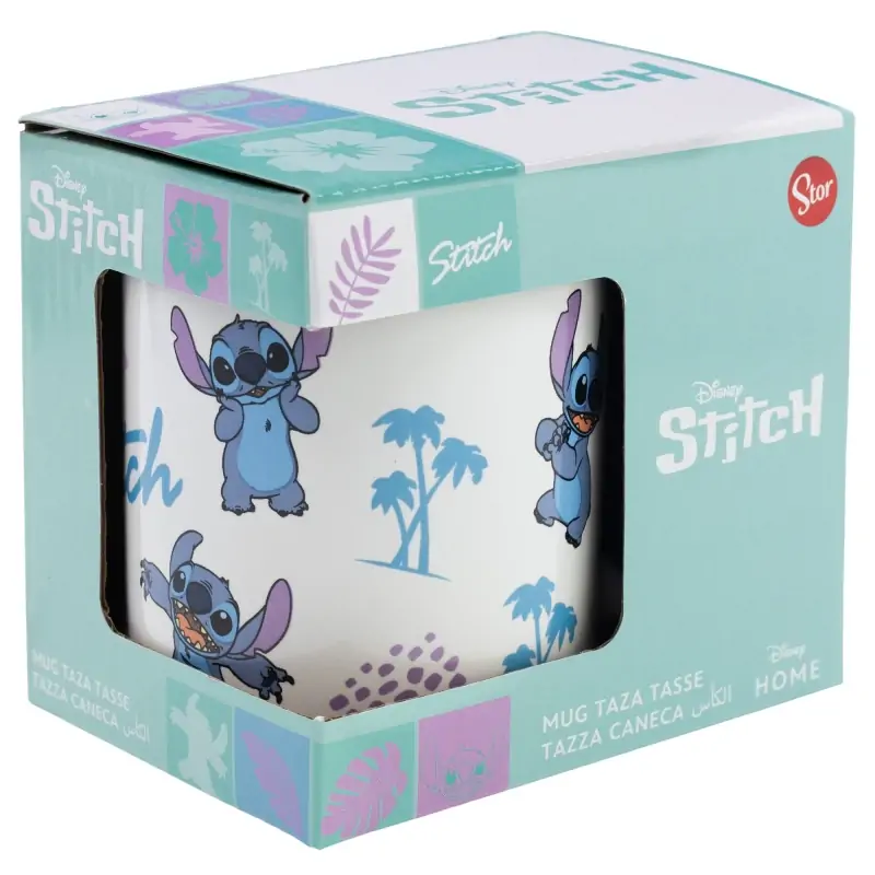 TAZA CERAMICA 325 ML EN CAJA DE REGALO STITCH LEAVES PATTERN - Imagen 2