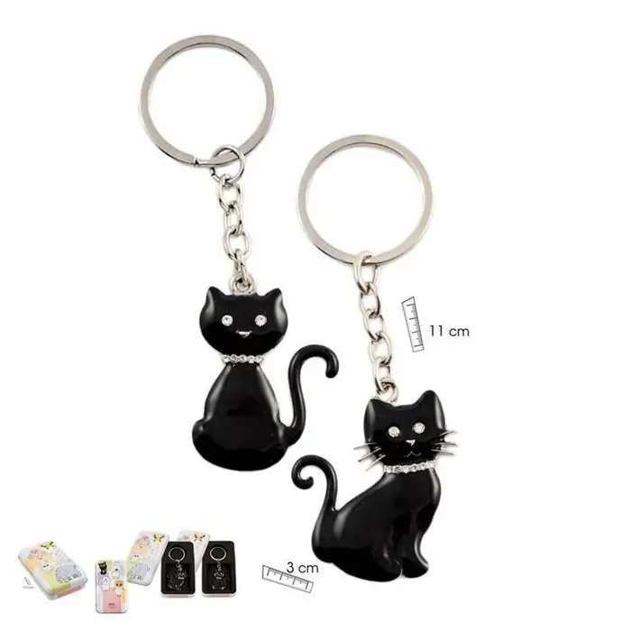 LLAVERO GATO NEGRO EN CAJA MODELOS SURTIDOS