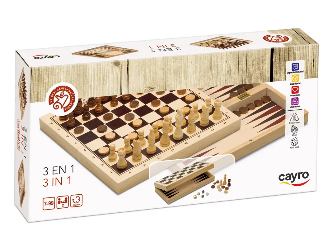 3 EN 1 AJEDREZ – DAMAS – BACKGAMMON