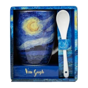 TAZA CON CUCHARA EN INDIVIDUAL VAN GOGH NOCHE ESTRELLADA