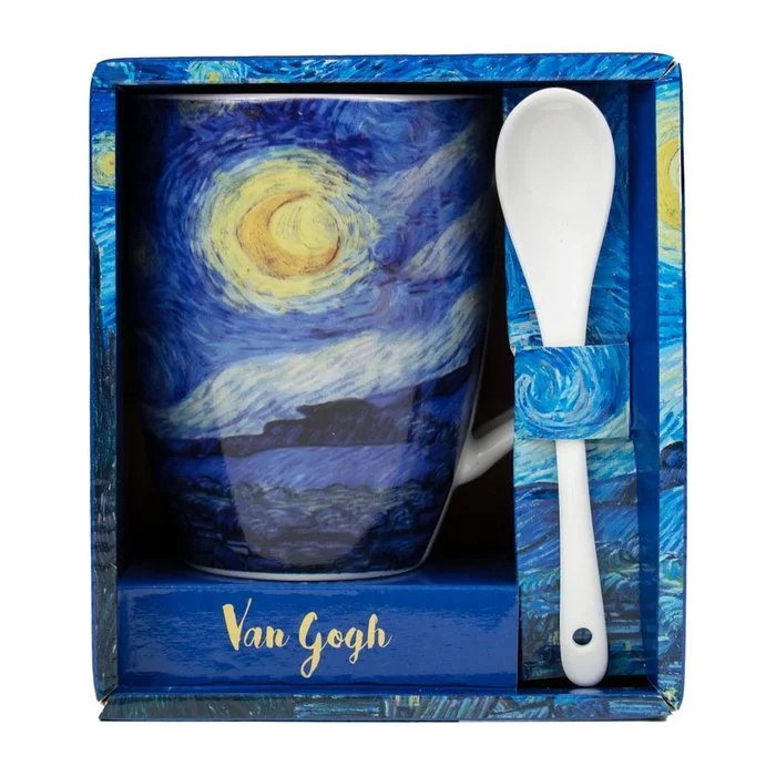 TAZA CON CUCHARA EN INDIVIDUAL VAN GOGH NOCHE ESTRELLADA