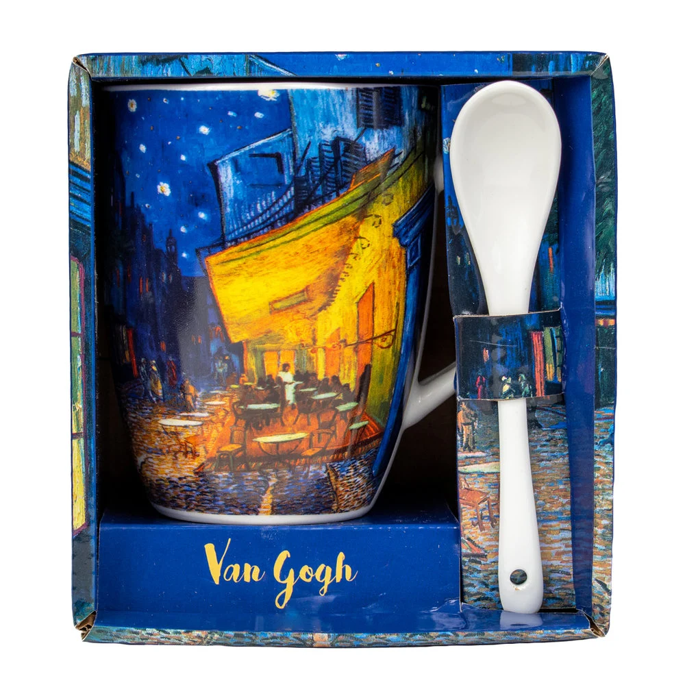 TAZA CON CUCHARA CAFE DE LA NOCHE CAJA