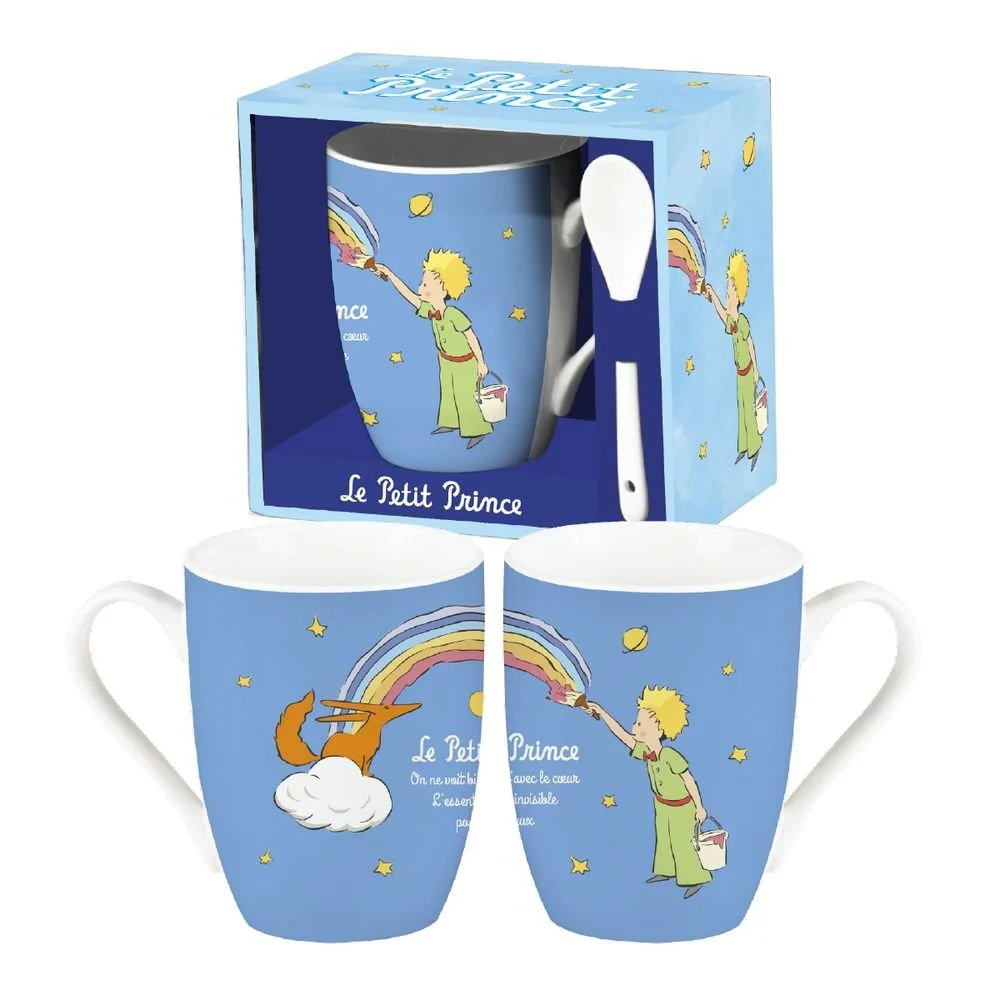 TAZA CON CUCHARA EL PRINCIPITO AZUL ARCOIRIS
