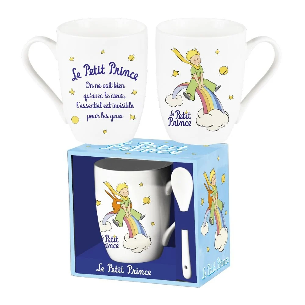 TAZA CON CUCHARA EL PRINCIPITO BLANCA ARCOIRIS