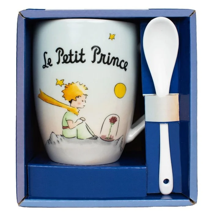 TAZA CON CUCHARA EL PRINCIPITO PLANETA ROSA