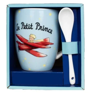 TAZA CON CUCHARA EL PRINCIPITO AVION