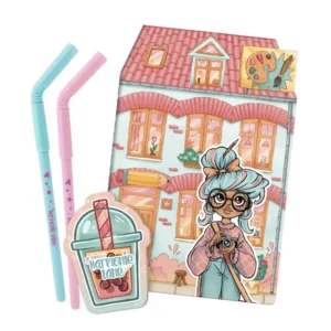 Cuaderno A5 con notas  adhesivas y dos bolígrafos  Harmonie Lane - Charlotte