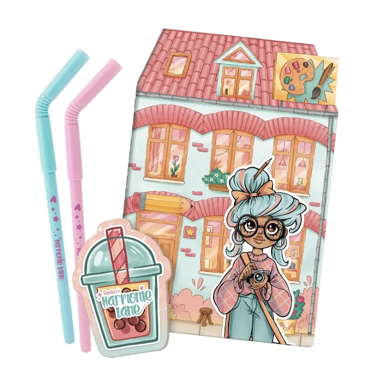 Cuaderno A5 con notas adhesivas y dos bolígrafos Harmonie Lane - Charlotte