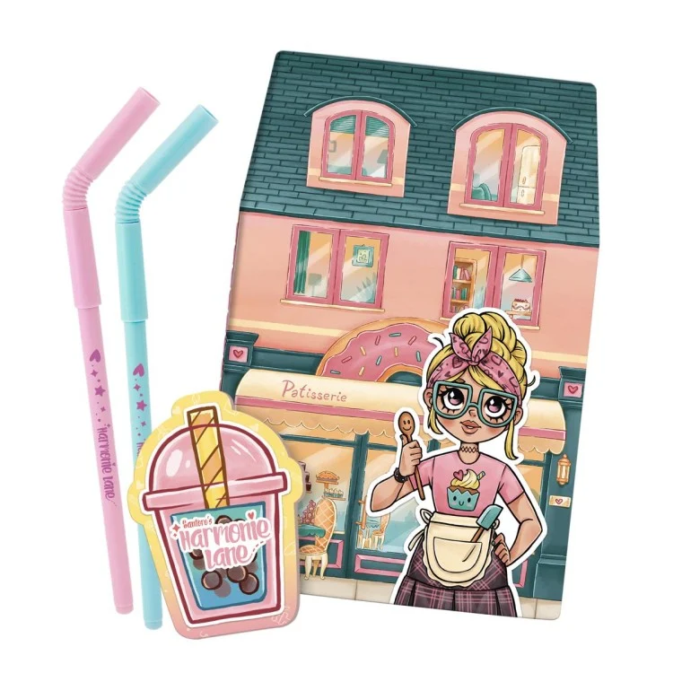 Cuaderno A5 con notas adhesivas y dos bolígrafos Harmonie Lane - Victoria